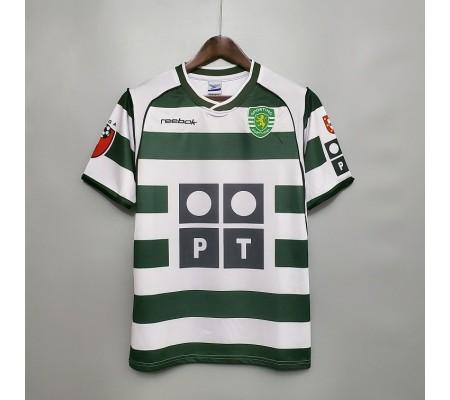 Sporting Lisbon 02/03 Home White&Green Soccer Jersey